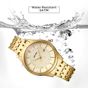 inoxidable sólido banda <span class=keywords><strong>reloj</strong></span> de pulsera 5atm impermeable de oro simple colores dial calendario mano <span class=keywords><strong>reloj</strong></span> para hombre - Product Image 4