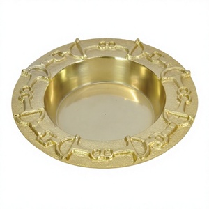 Gold Ashtray Cigar and Cigarette Dust <b>Storage</b> Bowl Decorative Equestrian Ashtray Brass Horse Stirrup Ash Trays With Logo Print - Product Image 1
