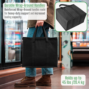 Sacs isothermes pliables et réutilisables pour la livraison de nourriture avec fermeture éclair et compartiment réfrigérant - Product Image 5