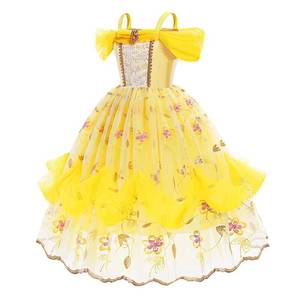 Costumes de cinéma et de télévision pour filles, vente flash, robe de princesse Belle pour petites filles, ensemble de costumes jaunes pour enfants - Product Image 4