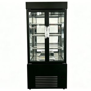 Vitrine réfrigérée commerciale à double <span class=keywords><strong>porte</strong></span> pour pâtisseries, vitrine de présentation réfrigérée pour gâteaux et desserts en verre trempé <span class=keywords><strong>noir</strong></span> - Product Image 1