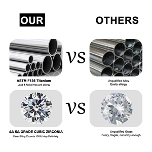 Trang sức khuyên tai Helix Titan G23 16G không cần ren, mặt sau phẳng, khuyên tai sụn Helix - Product Image 6