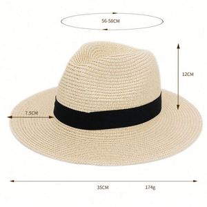 Custom Womens <b>Mens</b> Wide Brim Panama Fedora Summer Beach <b>Sun</b> Upf Straw <b>Hat</b> for Women Sombrero De Paja - Product Image 3