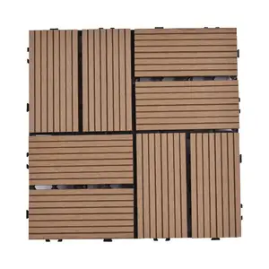 Azulejos planos de madera en relieve para exteriores, baldosas de plástico entrelazadas para cubierta de WPC