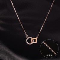 Collier classique à maillons géométriques creux en argent sterling 925 et zircon, plaqué rhodium, pour femme, idéal pour les fiançailles et les fêtes