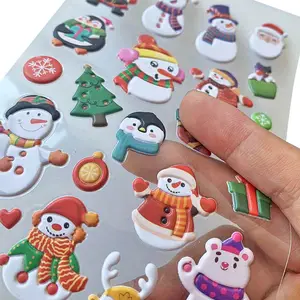 Pegatinas hinchadas para niños personalizadas pegatinas hinchadas de espuma 3D de dibujos animados de PVC para Pegatinas de Navidad