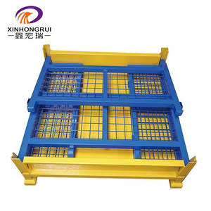 Yüksek kaliteli depo Metal katlanabilir depolama kafes konteyner katlanabilir istiflenebilir çelik palet kutu toz kaplı 1000kg - Product Image 2