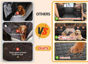 Asiento trasero de ventilación de malla Oxford, hamaca para mascotas de coche para perros, funda de asiento de coche de fondo duro para perros, funda de asiento trasero con bolsillo - Product Image 5