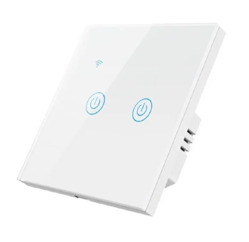 Interrupteur intelligent Tuya WIFI ou Zigbee 2 gangs, alimentation neutre, applique murale tactile neutre, panneau en verre sans fil