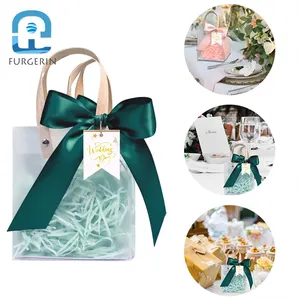 Bolsas de regalo de boda, embalaje de dulces, caja de regalo, cinta de flores romántica, transparente, bolsa de regalo portátil