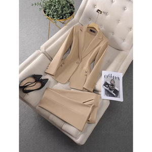 Women's Black Suit <b>Set</b> Full Sleeve Worsted Anti-Wrinkle Business Commute Interview <b>Office</b> Lady Workwear - Product Image 2