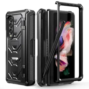 Mobile Phone Accessories Back Cover Case For Samsung Galaxy Z Fold 3 5G Phone Cases With Pen Holder And Kickstand