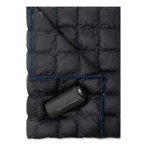 Factory Direct 100% Polyester Custom Label Backpacking Quilt Outdoor Camping Picnic Black Light Weight Blanket With Pocket