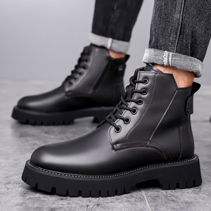 2026 New Style High-Top Chunky Toe Leather Shoes British Style Versatile Workwear & Motorcycle Ankle <b>Boots</b> - Product Image 4
