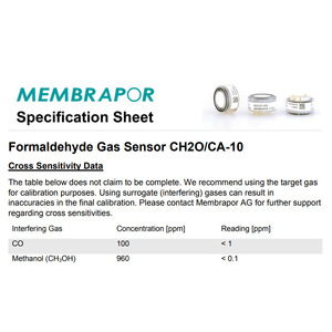 Sensor de Gas Formaldehído Membrapor CH2O CA10, Monitor de Calidad del Aire Hecho en Suiza - Product Image 4