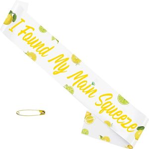 ฉันพบสายสะพายข้อความ "I <span class=keywords><strong>Found</strong></span> My Main Squeeze" สีเหลืองเลมอน สำหรับงานปาร์ตี้สละโสด งานเลี้ยงฉลองสมรส งานหมั้น หรืองานแต่งงาน - Product Image 1