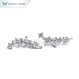 Tianyu S925 9K 10K 14K 18K oro joyería de lujo DEF VVS redondo princesa corte laboratorio crecer diamante HPHT Stud pendientes - Product Image 3