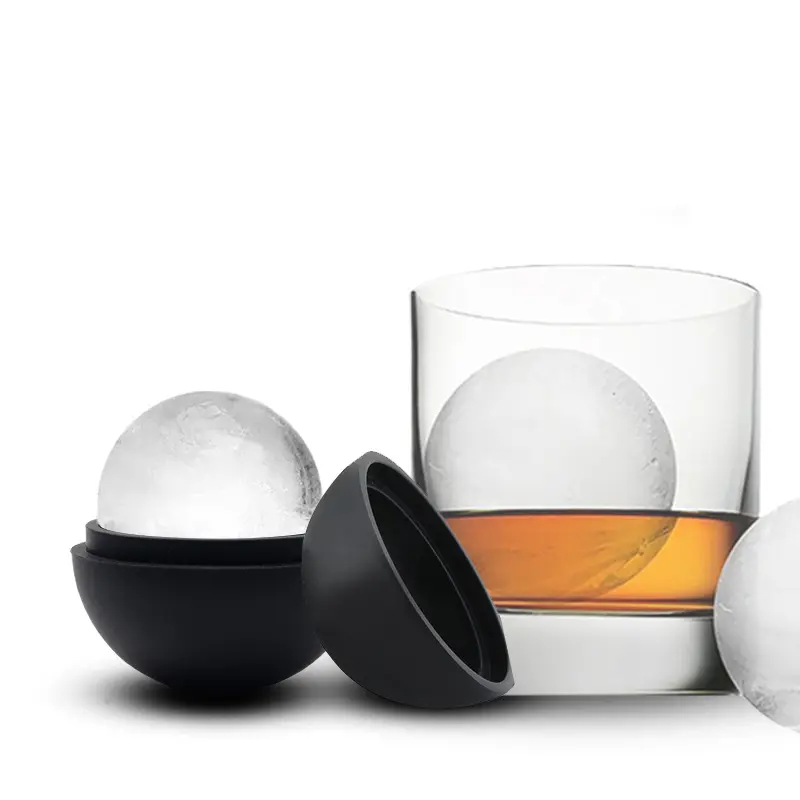 Wholesale Food grade Silicone Ice Cube Tray Round Ball Shape Whiskey Ball Ice Cube Mold tray with lid