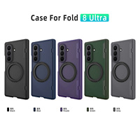 Casing Magnetik Samsung Fold 8 Ultra Bahan PC Dengan Ring Stand Terintegrasi Untuk Pengisian Daya MagSafe Hijau