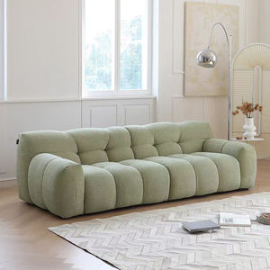 クリームスタイル キャンディソファ、スノーフレークフリース製、ライトラグジュアリー フレンチレトロスタイル。マシュマロのようなファブリックソファです。 - Product Image 3