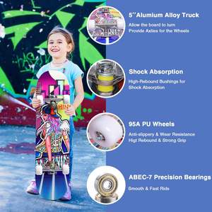 Planche à roulettes électrique longue pour adultes, 31 pouces, Single Rocker, en bambou moulé par gravité, roulements ABEC-7, style Old School Animal - Product Image 3