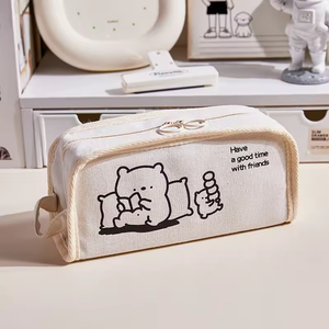 Astuccio in tela con design orsetto cartone animato, grande capacità, per studenti, cancelleria o regalo - Product Image 3
