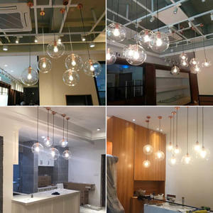 Suspension sphérique en verre à tête unique, style nordique moderne et minimaliste, pour bureau, restaurant, bar, salon de thé, éclairage créatif - Product Image 2