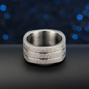 Stainless Steel <b>Ring</b> Geometric Design Unisex Fashion Jewelry Gift Black Steel Gold K R234 - Product Image 3