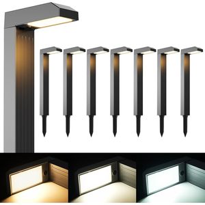 Lampes solaires de jardin Coxseni, lot de 8, 3 modes de couleur, éclairage paysager LED extérieur avec lumière blanche chaude, froide et du jour, allumage et extinction automatiques - Product Image 1