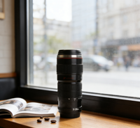 Gobelet isotherme en acier inoxydable de 440 ml en forme d'objectif d'appareil photo – Cadeau d'affaires de haute qualité