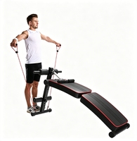 Banc de musculation pliable et réglable TBFIT avec bandes de résistance, planche inclinée multifonctionnelle pour la remise en forme à domicile