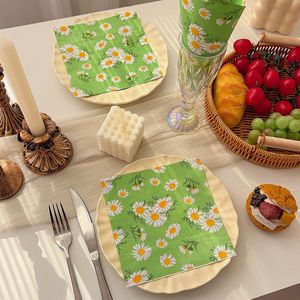 Daisy Printed Paper Napkins 330mm Disposable For Themed Party Use - Product Image 1
