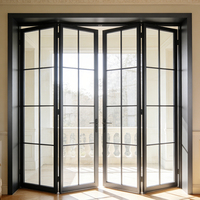 Portes pliantes en aluminium et verre pour patio et balcon, style français, décoration en treillis, double vitrage, verre trempé, isolation phonique et thermique