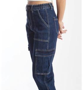 Jeans in denim da <span class=keywords><strong>donna</strong></span> 2026 personalizzati di alta qualità, stile vintage, con vita elastica, lavaggio <span class=keywords><strong>blu</strong></span>, inserti a pannelli, modello <span class=keywords><strong>cargo</strong></span> a gamba dritta, ispirati ad America/Messico - Product Image 6