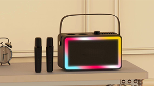 <span class=keywords><strong>Meilleur</strong></span> haut-parleur <span class=keywords><strong>karaoké</strong></span> sans fil Bluetooth avec 2 microphones et LED RGB multicolores multidirectionnels Hejia SP500 - Product Image 3