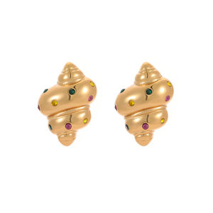 ต่างหูคริสตัลรูปหอยสังข์สำหรับผู้หญิงสไตล์ยุโรปและอเมริกันทันสมัยเครื่องประดับสเตนเลสสตีลกันน้ำสำหรับงานแต่งงาน - Product Image 3