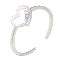 Offre Spéciale 925 Sterling Silver Beach Foot Ring Bijoux Ouvert Coloré Zircon Coeur Toe Ring pour Femmes Filles