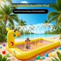 Piscine gonflable pour enfants avec arroseur, motif girafe de dessin animé, 200x110x19cm, pour jeux aquatiques d'été en jardin, vente en gros, usine OEM ODM