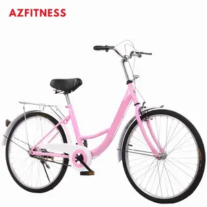 Cesta clásica de acero al carbono para bicicleta de una sola velocidad para mujer, 24/26 pulgadas, color rosa