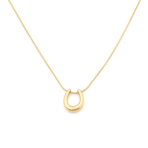 U-Shaped Pendant Necklace Women Stainless Steel Gold Horseshoe Clavicle Chain Everyday Wear Jewelry - Product Image 5