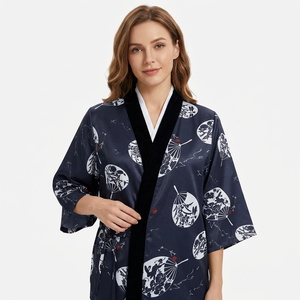 Veste de chef personnalisée pour femme, imprimée, blanche, style enveloppant, manches trois quarts, uniforme de cuisine de restaurant, vente en gros - Product Image 2