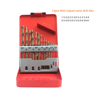 Jeu de 13 forets hélicoïdaux en cobalt M35 HSS pour métal trempé, fonte, acier inoxydable