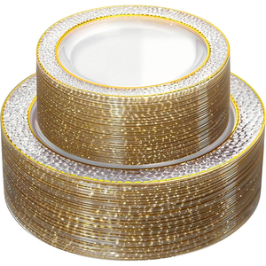 Platos Desechables de PS en Color Personalizado de 7 y 10 Pulgadas con Borde Dorado, al por Mayor con Empaque Personalizado para Eventos - Product Image 1