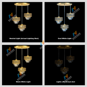 Lámpara de Araña de Cristal con Borlas Doradas de Lujo, Lámpara Colgante <span class=keywords><strong>LED</strong></span> para Dormitorio, Comedor, Villa - Product Image 3