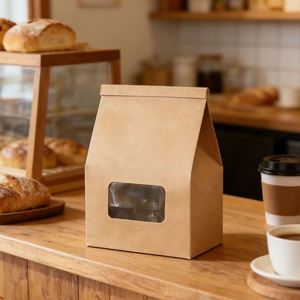 Customizable logo Size, Biodegradable Kraft Paper Food <b>Bags</b> with Transparent Window and Self-sealing Feature - Product Image 5