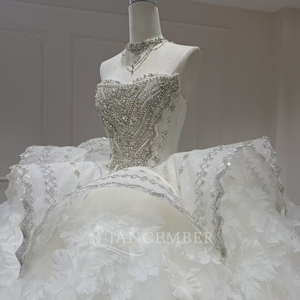 Vestido de Novia Xx78 Estilo Princesa con Escote Corazón, Cola de Escoba, Apliques Florales con Cuentas, Tallas Grandes, Jancember - Product Image 6