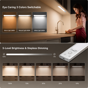 <span class=keywords><strong>Luz</strong></span> con Sensor de Movimiento para Debajo del Gabinete, Recargable, Ultrabrillante, con 3 Colores y 5 Niveles de Intensidad Regulable, Iluminación Magnética para Armario y Cocina - Product Image 2