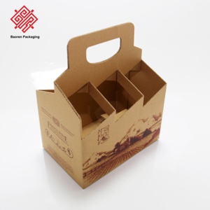 Caja de Cartón Kraft Personalizada para Vino con Asa, Caja de Regalo para Vino Corrugada, Caja de Embalaje Portátil para Vino para Tiendas de Vino y Fiestas - Product Image 1