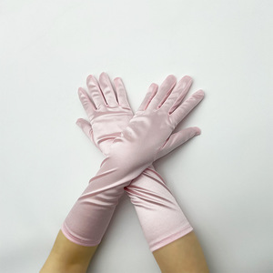 Gants courts rétro en satin extensible pour femme, <span class=keywords><strong>mi</strong></span>-longs, pour mariage, cosplay, fête, protection solaire estivale, en spandex extensible, style élé<span class=keywords><strong>gant</strong></span> - Product Image 4