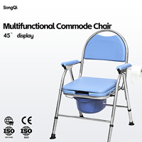 Chaise de toilette pliable en acier inoxydable robuste avec accoudoirs larges antidérapants pour personnes âgées, handicapées et femmes enceintes